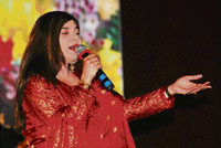 Noted singer Alka Yagnik performs at the International Summer Festival in Shimla on Saturday night.