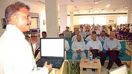 Dr S.C. Vaidya, chairman, UBS, Panjab University, speaks at a seminar on CIIS Jalvehra campus, Fatehgarh Sahib, on Sunday.