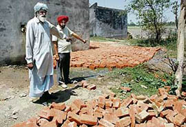 Residents of Jassar village in Ajnala tehsil show the lane constructed by a SAD worker in alleged connivance with the local MLA and the police.