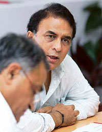 Sunil Gavaskar (right) and BCCI secretary Niranjan Shah at the National Cricket Academy (NCA) in Bangalore on Monday.