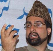 APHC chairman Mirwaiz Umar Farooq addresses a press conference in Srinagar on Tuesday. 