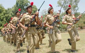 Cadets from 2 Punjab Girls' Battalion at the camp held at Sainik School, Kapurthala