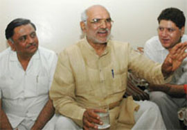 BJP leader Sahib Singh Verma addresses a press conference in Jalandhar on Wednesday.