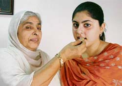 Jasleen Bindra with her grandmother in Ludhiana.