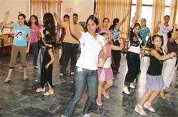 A dance workshop in progress on the first day of the summer camp being held at