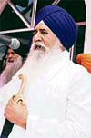 Akal Takht jathedar Joginder Singh Vedanti at a congregation at Dera Nangali Sahib in Jammu on Sunday.