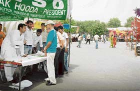 Student activists help admission-seekers out on the Panjab University campus, Chandigarh