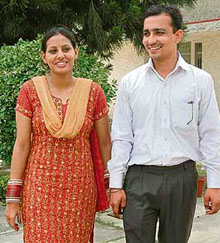 Himmat Singh with his bride Gurpreet Kaur.