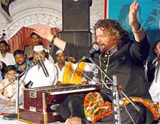 Hans Raj Hans performs at a function in Panipat on Thursday. 