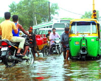Scenes after showers near Model Town in the Capital.