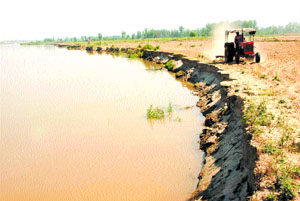 Farmers of village Chakoki in Kapurthala are a worried lot. The river is steadily eating into their agricultural land.