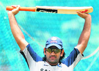 Mahendra Singh Dhoni on the final day of the camp at the National Cricket Academy in Bangalore on Saturday.