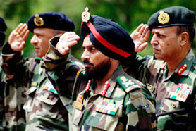 GOC-in-C, Northern Command, Lt-Gen H.S. Panag salutes the soldiers, who laid down their lives fighting terrorism in Jammu and Kashmir, in Udhampur on Sunday.