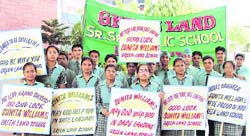 Students of Greenland School wish a safe and happy landing to NASA astronaut Sunita Williams in Ludhiana