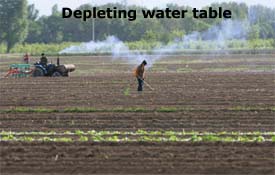 Farmers work their field near Guanting reservoir on the outskirts of Beijing in northern China's Hebei province Sunday. Now competing with new housing projects for water, farmers are having to drill deeper and deeper into their wells to tap into underground water resources to farm the land. 