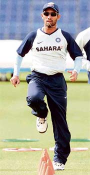Dinesh Karthik in action during a practice session at Stormont Cricket Club, Belfast