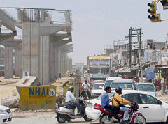 A file photo of a flyover under construction, which is part of the Zirakpur-Ambala four-laning project.