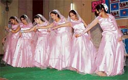 Students of the International Institute of Fashion Designing perform in Gourav-2007 at Hamirpur on Friday.