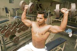 Ajay Kumar flexes his muscles