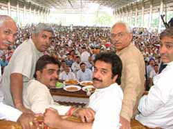 MP Kuldeep Bishnoi during a public rally at Chhachhrouli in Yamunanagar on Monday. 