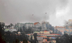 This is how the state capital looked like as thick clouds enveloped Shimla on Monday evening.