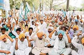 Members of the Bhartiya Kisan Union (Ekta) at a rally organised in Bathinda on Monday.