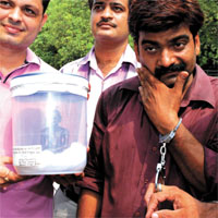 The two rare idols of Lord Mahavira seized from Onkar Nath Saxena in the Capital on Tuesday.
