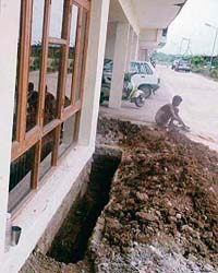 A dug up portion of a house in Star Enclave, Sector 48-C, Chandigarh