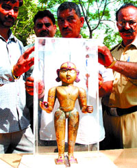 An antique ashtadhatu idol, valued at Rs 2 crore, was recovered by the Delhi Police on Friday.