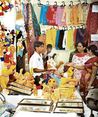 An exhibition organised by the Akhil Bhartiya Dastkar Samiti in Ludhiana on Friday.