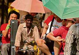 Tourists find rickshaws the best mode of transport for sightseeing in Chandigarh on Wednesday.