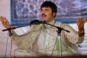 Pakistani Sufi singer Adil Barki performs at the SKICC in Srinagar