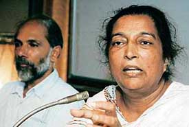 Pakistani activist Saeeda Diep (left) and Professor Manjit Singh (PUTA) at a lecture organised by PUTA and ICSSR North Western Regional Centre on campus in Chandigarh on Monday.