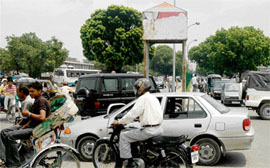 The traffic mess at the rotary near Sector 22, Chandigarh.