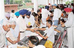 People at a suvidha camp organised by Youth Akali Dal in Ludhiana