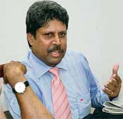 Kapil Dev addresses mediapersons in Chandigarh on Wednesday.