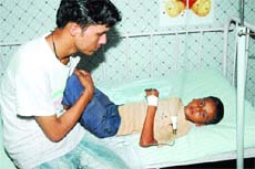 One of the victims recuperates in Jalandhar civil hospital on Thursday.