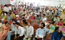 Students with their parents wait for counselling for PG courses at DMCH in Ludhiana