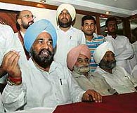 Punjab Congress chief Shamsher Singh Dullo addresses a press conference in Jalandhar on Friday.