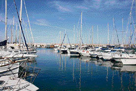 Yachts lined up at St. Tropez.