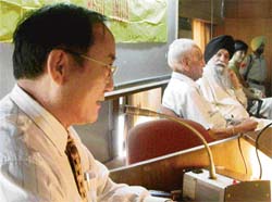Young Linha, Cultural Councilor of Peoples’ Republic of China, New Delhi, addresses the audience during the farewell function at ICSSR Complex in Panjab University on Sunday.