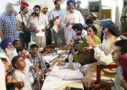 Chief Minister Parkash Singh Badal at a sangat darshan at Malout on Sunday.