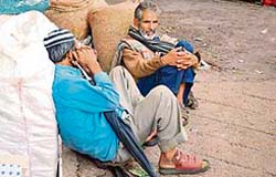With the tourist season having come to an end, these coolies snatch a few moments of rest in Shimla