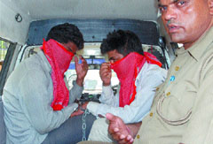 Accused Shakeel and Mohd Lukman arrested by the Delhi Police in case of murder of Mohd. Hanif in the Capital on Thursday.