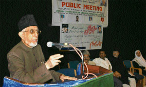 A speaker makes a point at a function of the Indian Union Muslim League in Bangalore