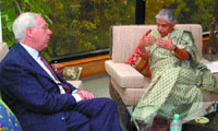Italian Ambassador Antonio Armelini with Delhi Chief Minister Sheila Dikshit at her office at Delhi Secretariat on Tuesday.