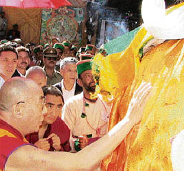 The Dalai Lama seeks blessings from Naag Devta at Sangla.
