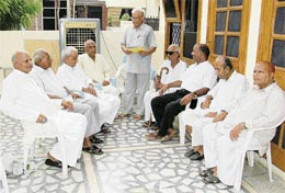 Members of the Senior Citizens Council, Jagadhri, hold a meeting in Yamunanagar.