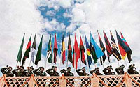 Army buglers sound the last post at the war memorial in Dras on Thursday on the occasion of the eighth anniversary of Operation Vijay to commemorate Kargil war.