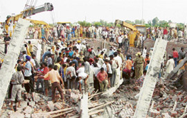 A view of the farmhouse where the roof collapsed on Thursday.